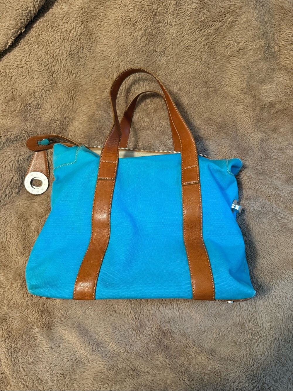 Michael Kors Beige Interior Suede Tote with Tan Trim